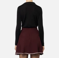 Elisabetta Franchi Top And T-Shirts|Bodysuit in shiny viscose fabric with logo embroidery Black