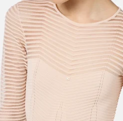 Elisabetta Franchi Top And T-Shirts|Bodysuit in viscose fabric with herringbone pattern PowderPink