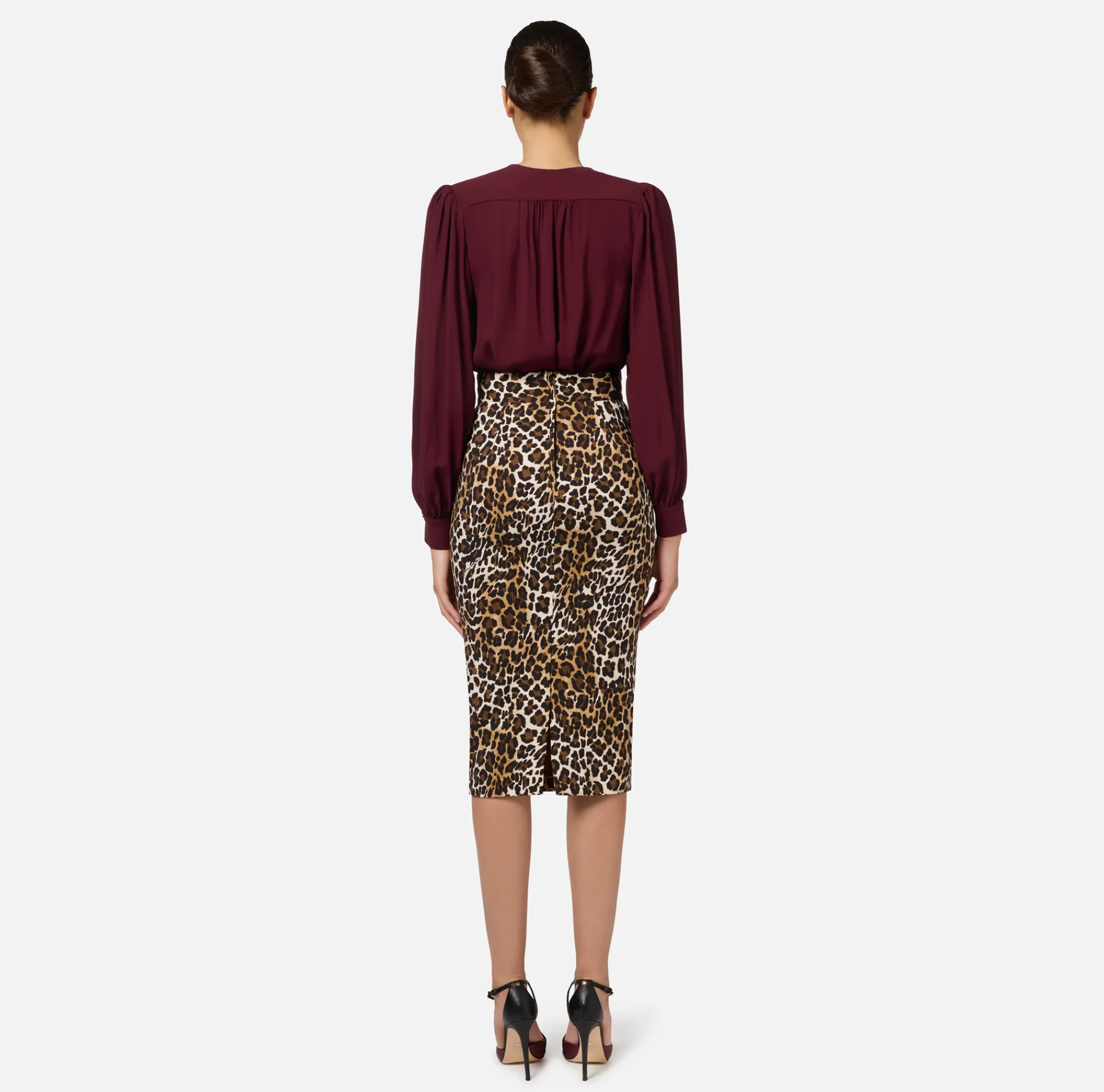 Elisabetta Franchi Shirts And Blouses|Top And T-Shirts|Bodysuit-style blouse in georgette fabric with embroidery on the shoulders RougeNoir