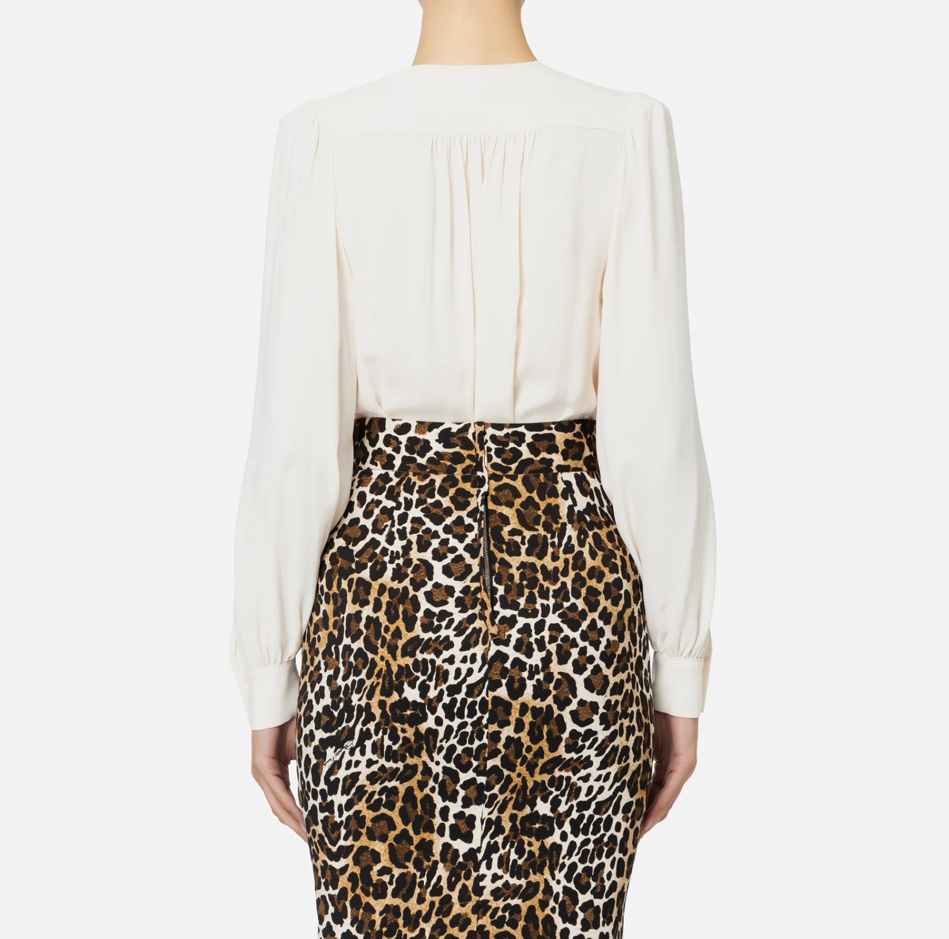 Elisabetta Franchi Shirts And Blouses|Top And T-Shirts|Bodysuit-style blouse in georgette fabric with embroidery on the shoulders Butter