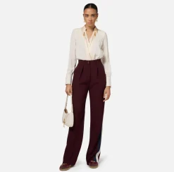 Elisabetta Franchi Shirts And Blouses|Top And T-Shirts|Bodysuit-style blouse in georgette and satin fabrics with zip Butter