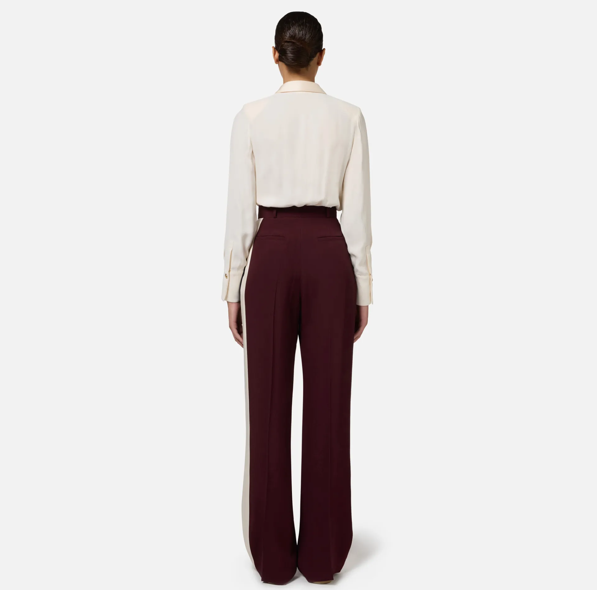 Elisabetta Franchi Shirts And Blouses|Top And T-Shirts|Bodysuit-style blouse in georgette and satin fabrics with zip Butter