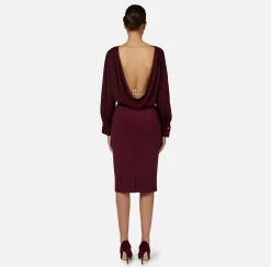 Elisabetta Franchi Shirts And Blouses|Top And T-Shirts|Bodysuit-style blouse in jacquard satin fabric with necklace RougeNoir
