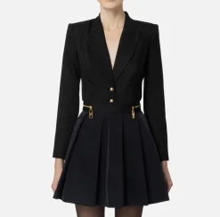 Elisabetta Franchi Jackets And Trench Coats|Bodysuit-style jacket in cool wool Black