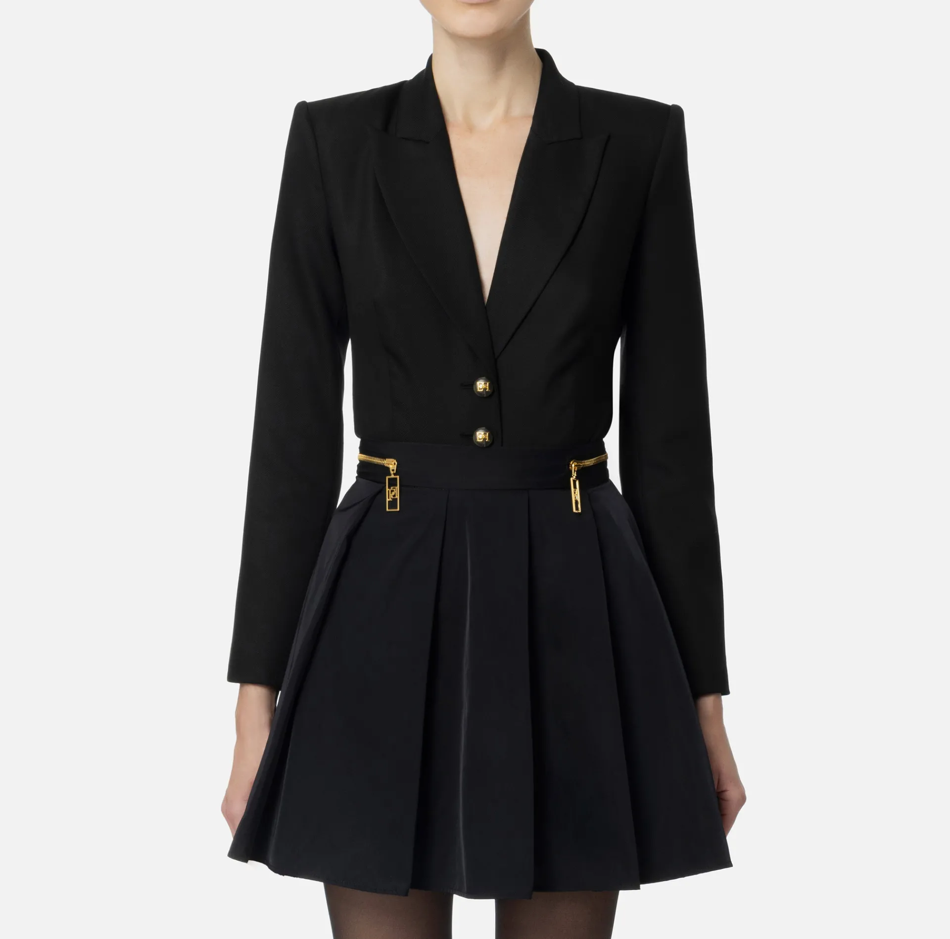 Elisabetta Franchi Jackets And Trench Coats|Bodysuit-style jacket in cool wool Black