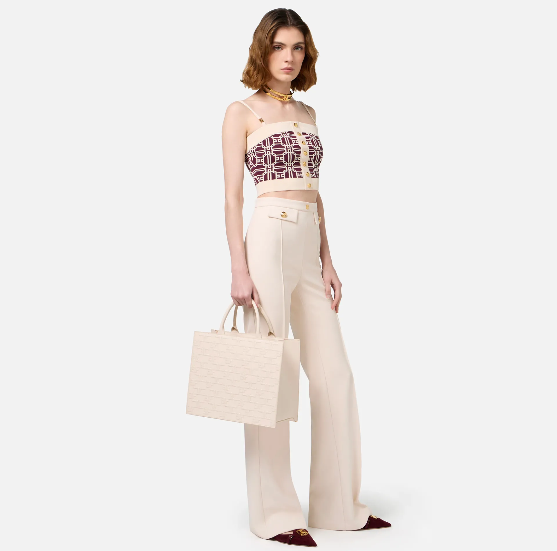 Elisabetta Franchi Handbags|Bold Monogram Large Shopper