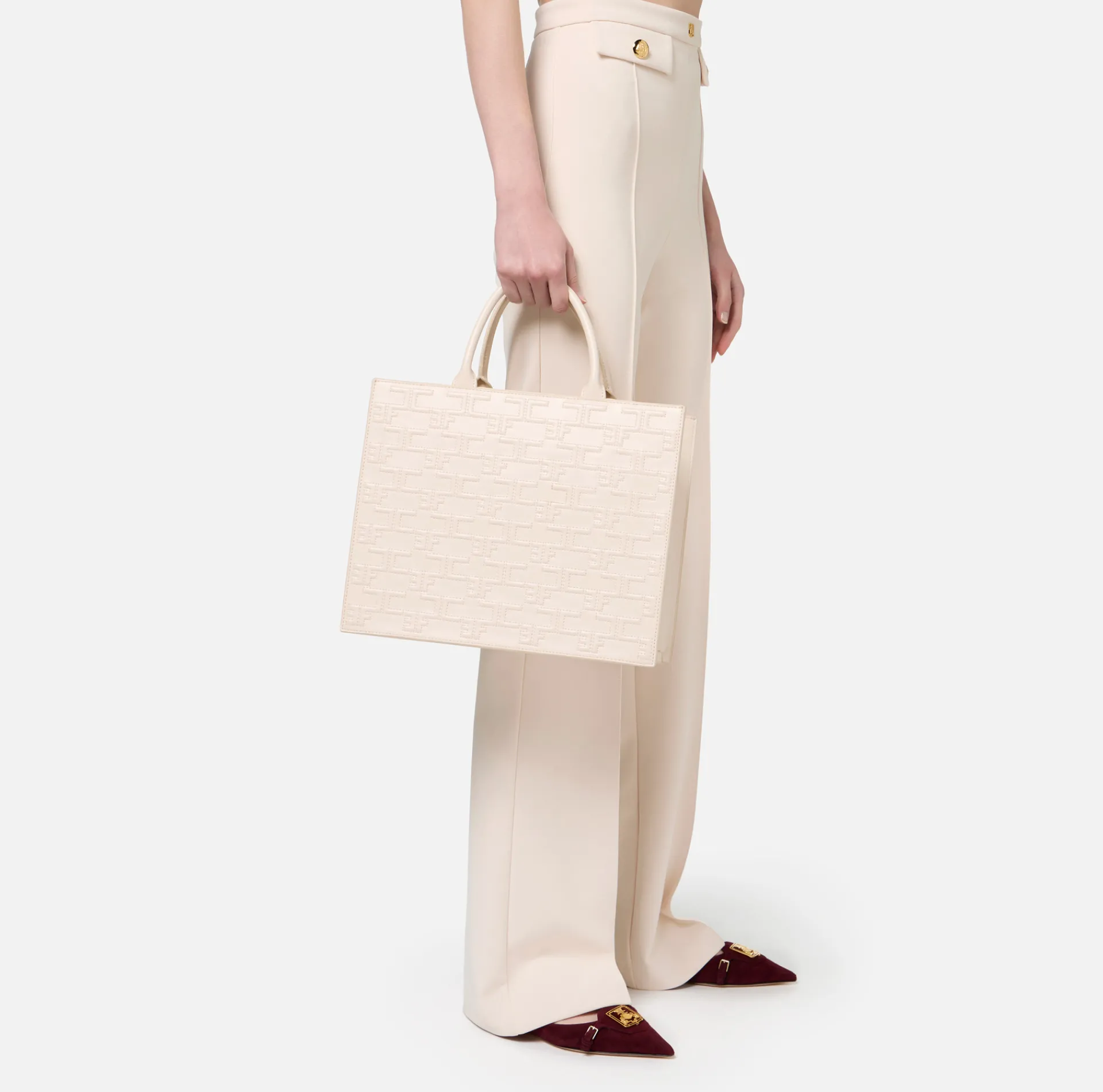 Elisabetta Franchi Handbags|Bold Monogram Large Shopper