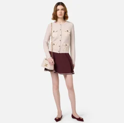 Elisabetta Franchi Knitwear And Sweatshirts|Bouclé wool cardigan with pockets in technical voile fabric Latex