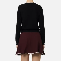 Elisabetta Franchi Knitwear And Sweatshirts|Bouclé wool cardigan with pockets in technical voile fabric Black