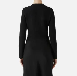 Elisabetta Franchi Knitwear And Sweatshirts|Bouclé wool cardigan with embroidery Black