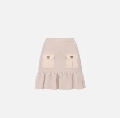 Elisabetta Franchi Skirts|Bouclé wool miniskirt with pockets in technical voile fabric Latex