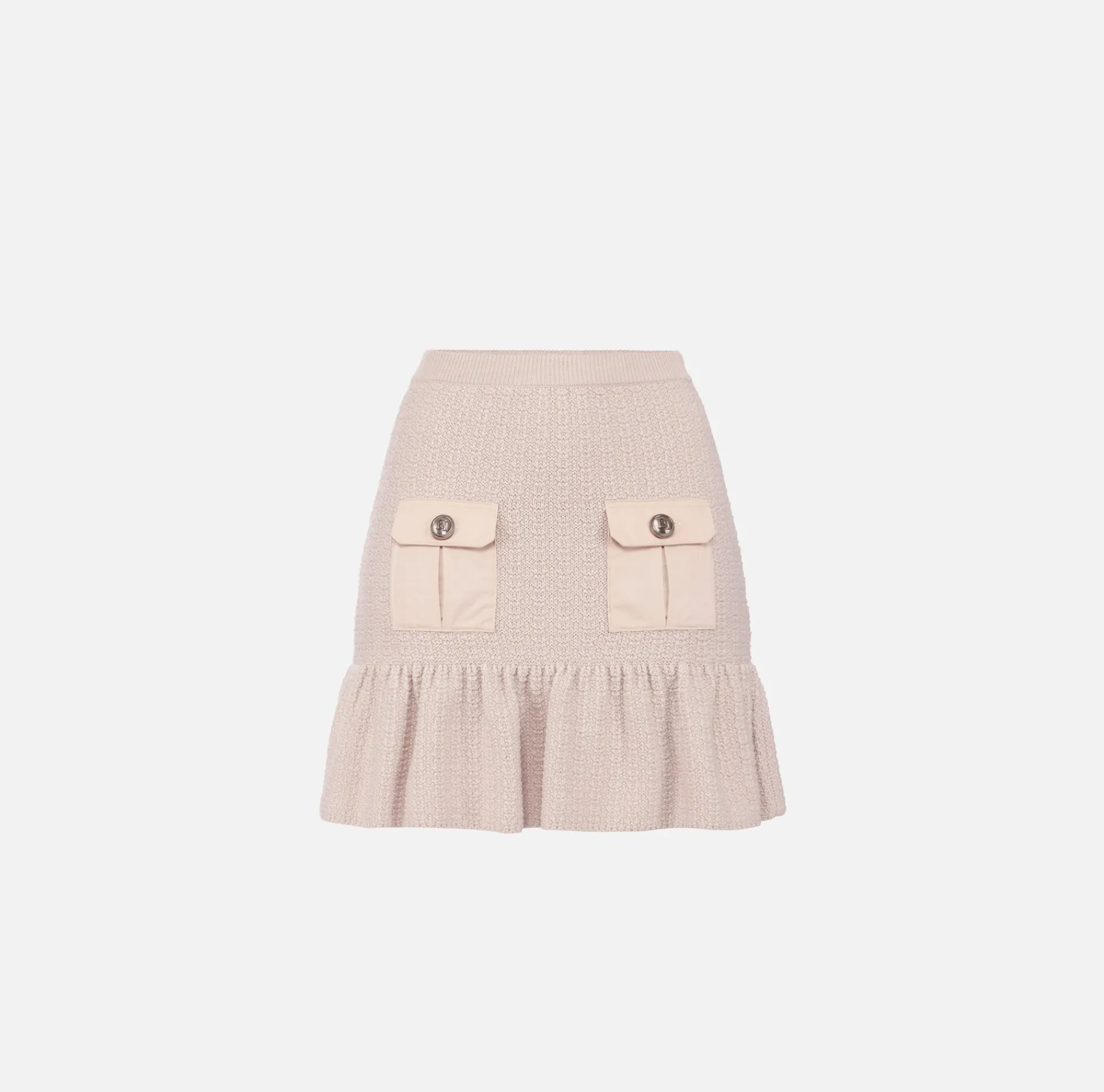 Elisabetta Franchi Skirts|Bouclé wool miniskirt with pockets in technical voile fabric Latex