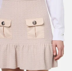 Elisabetta Franchi Skirts|Bouclé wool miniskirt with pockets in technical voile fabric Latex