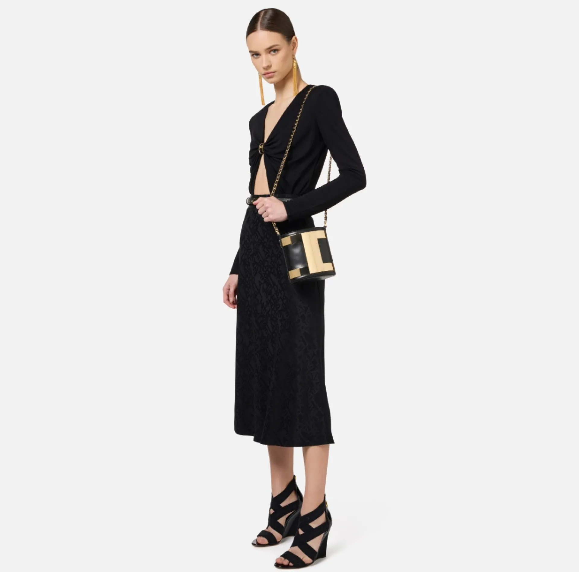 Elisabetta Franchi Strap Bags|Bucket bag with logo
