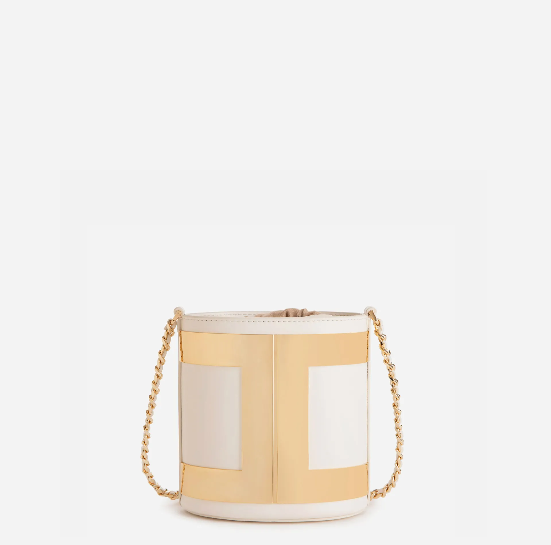 Elisabetta Franchi Strap Bags|Bucket bag with logo Butter