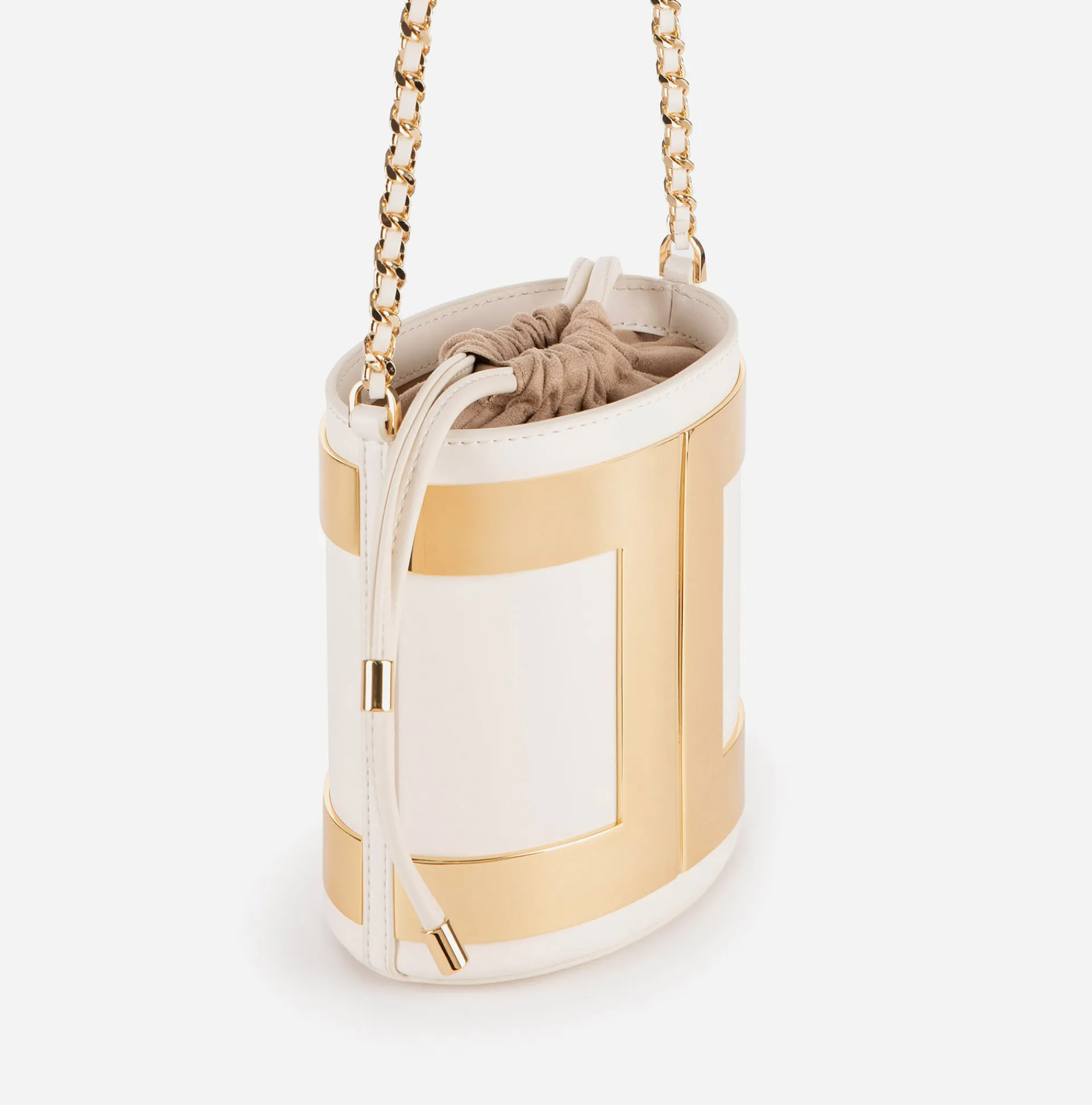 Elisabetta Franchi Strap Bags|Bucket bag with logo Butter