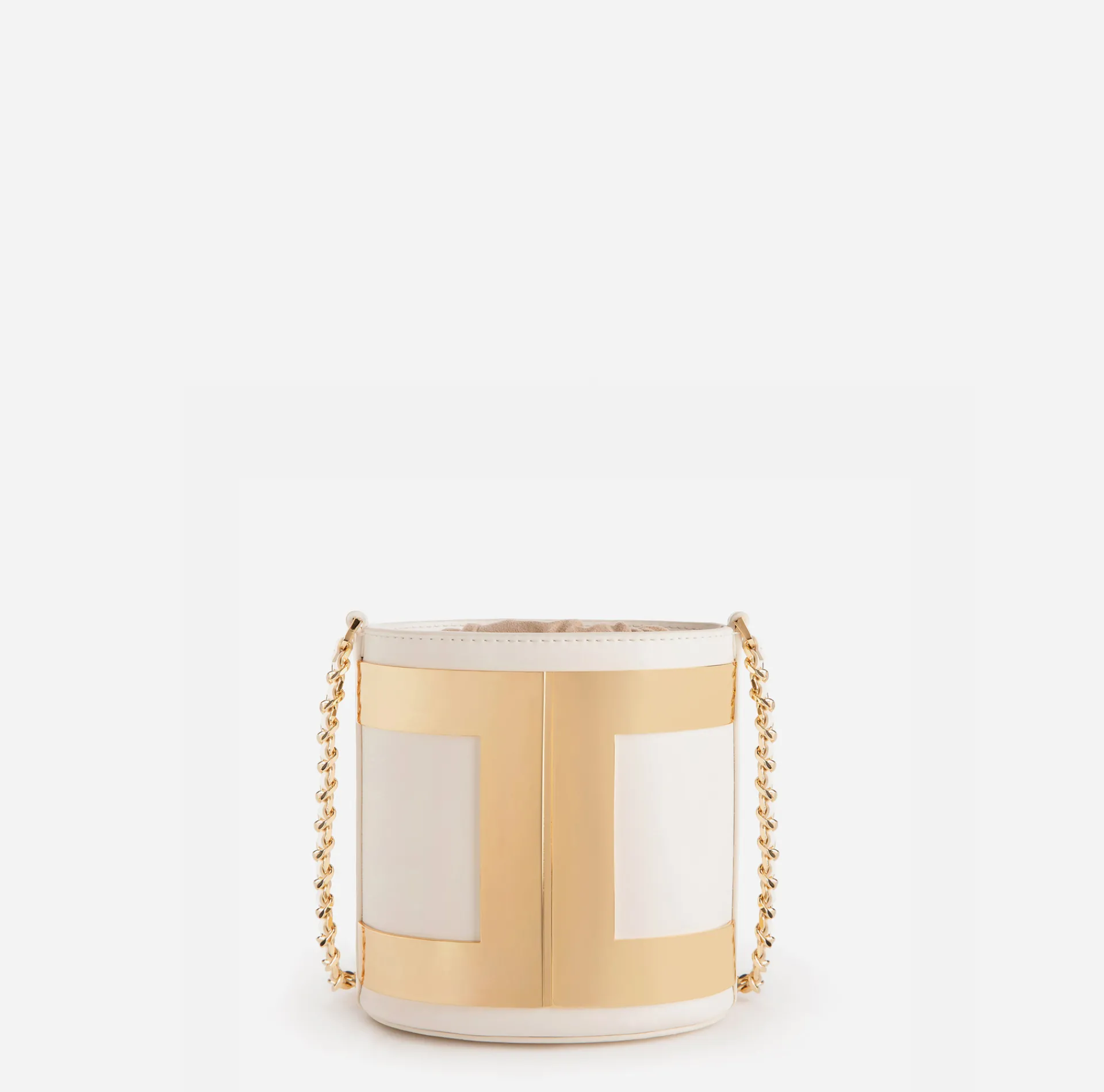 Elisabetta Franchi Strap Bags|Bucket bag with logo Butter