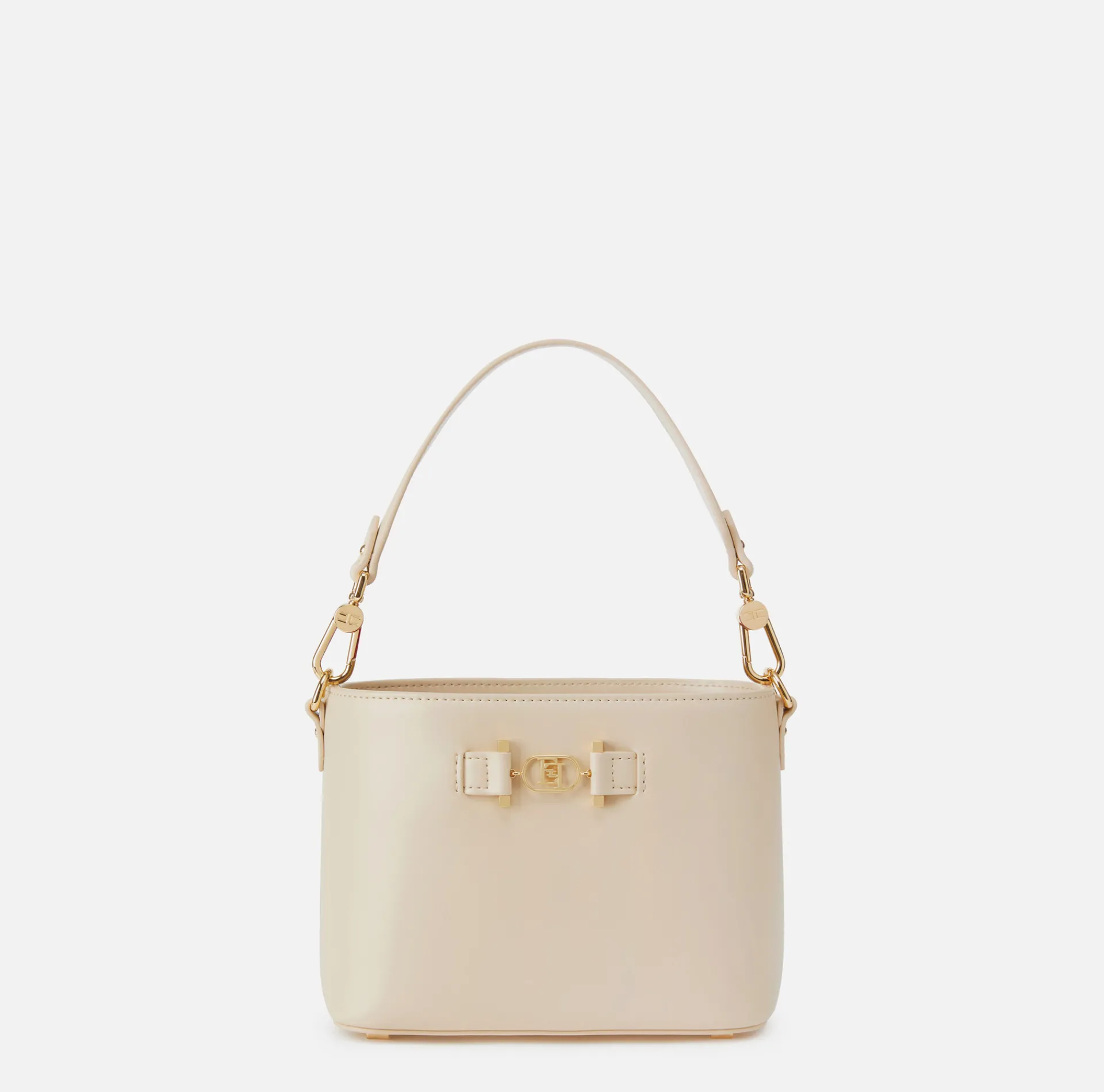 Elisabetta Franchi Handbags|Bucket bag with logo horsebit Cream