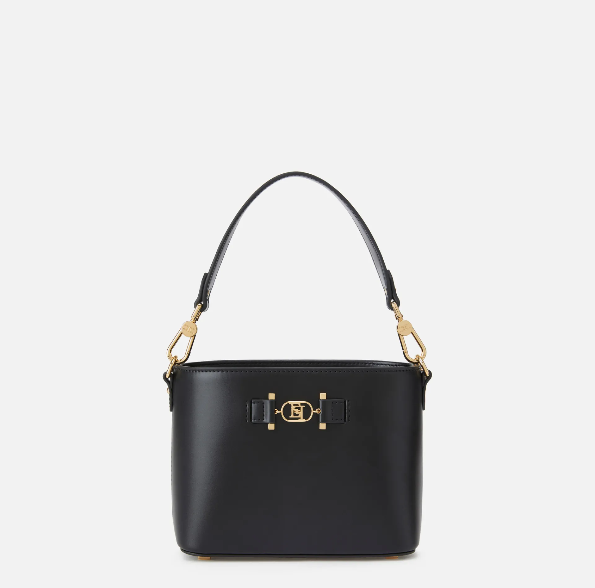 Elisabetta Franchi Handbags|Bucket bag with logo horsebit Black