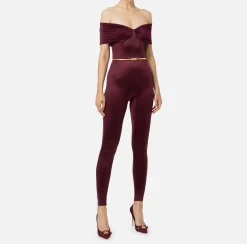 Elisabetta Franchi Jumpsuits|Bustier jumpsuit in Lycra fabric with belt RougeNoir