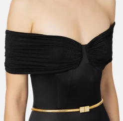 Elisabetta Franchi Jumpsuits|Bustier jumpsuit in Lycra fabric with belt Black