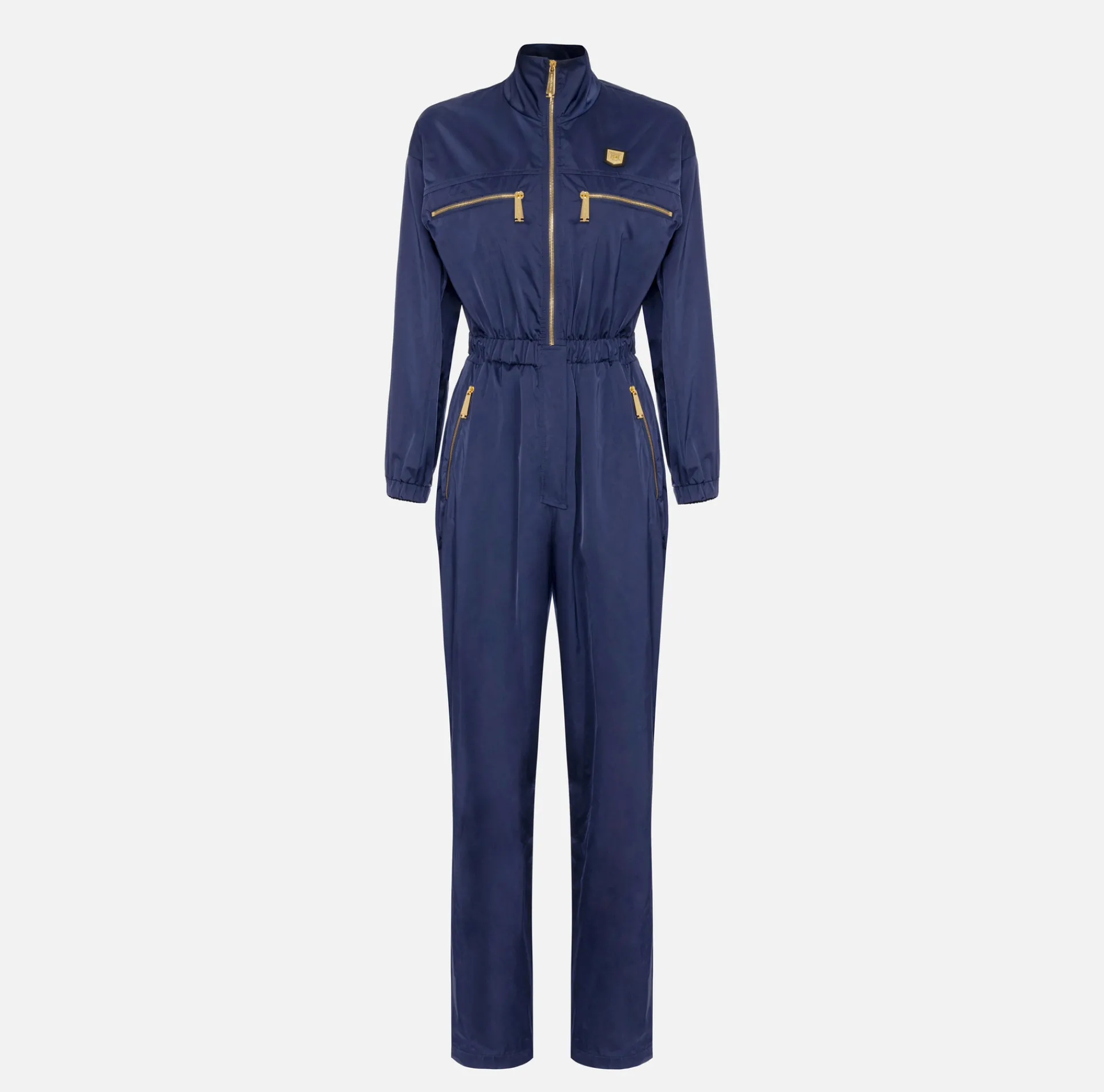 Elisabetta Franchi Jumpsuits|Cargo jumpsuit in technical nylon with zip Navy
