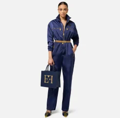 Elisabetta Franchi Jumpsuits|Cargo jumpsuit in technical nylon with zip Navy