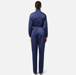 Elisabetta Franchi Jumpsuits|Cargo jumpsuit in technical nylon with zip Navy