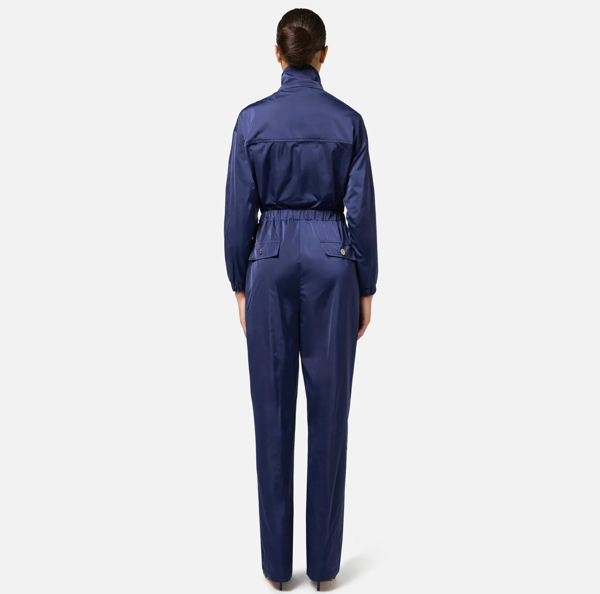 Elisabetta Franchi Jumpsuits|Cargo jumpsuit in technical nylon with zip Navy