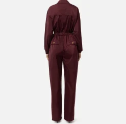Elisabetta Franchi Jumpsuits|Cargo jumpsuit in technical nylon with zip RougeNoir