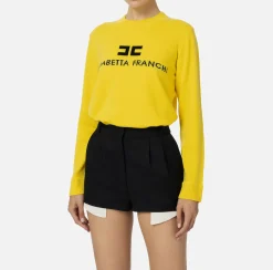 Elisabetta Franchi Knitwear And Sweatshirts|Cashmere blend pullover with logo Mimosa/Black