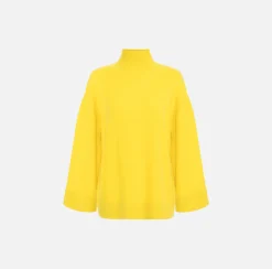 Elisabetta Franchi Knitwear And Sweatshirts|Cashmere blend turtleneck with logo Mimosa/Black