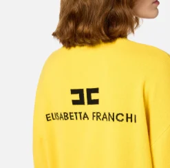 Elisabetta Franchi Knitwear And Sweatshirts|Cashmere blend turtleneck with logo Mimosa/Black