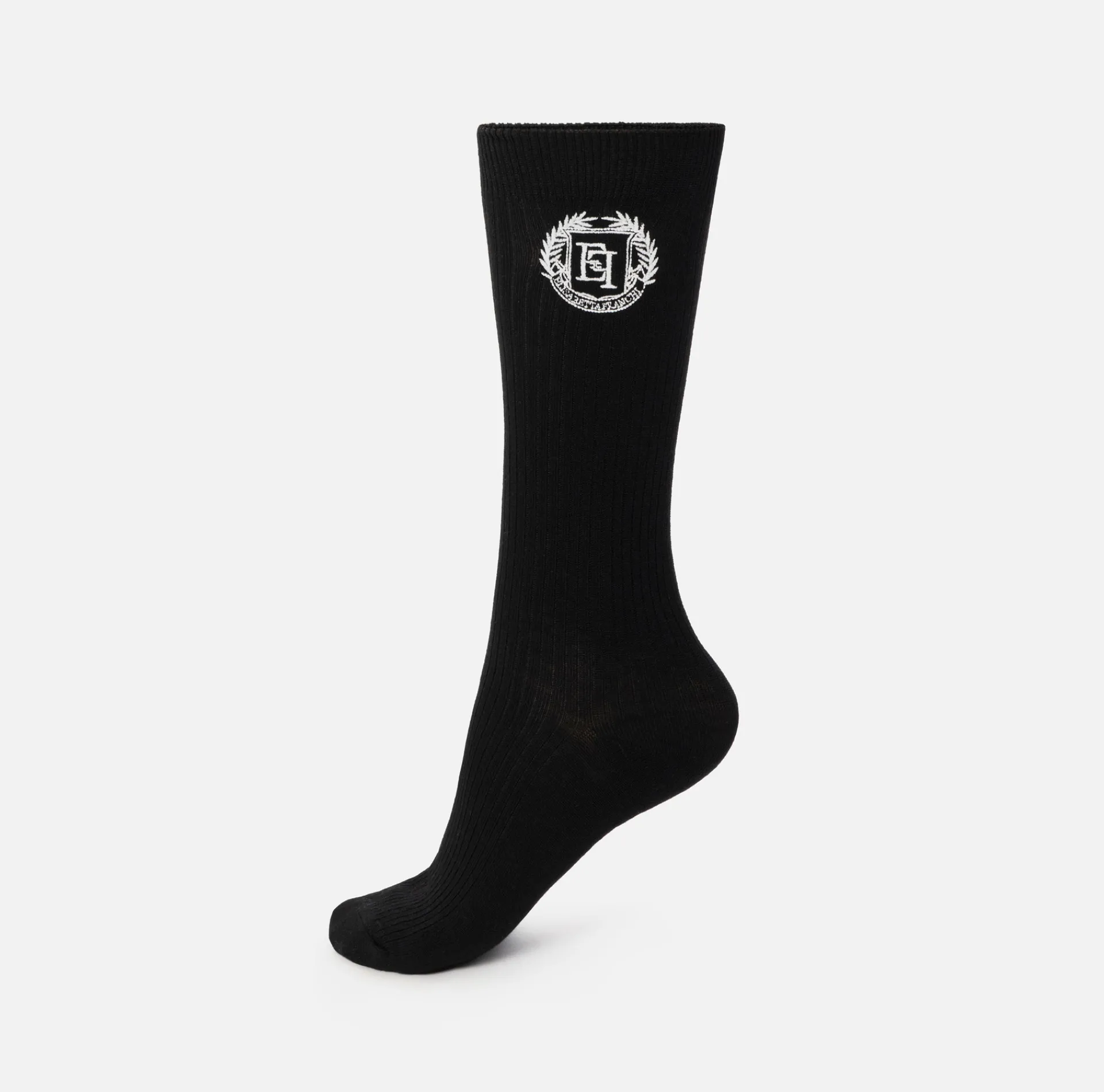 Elisabetta Franchi Stockings And Tights|Cashmere socks with logo embroidery Black/Butter