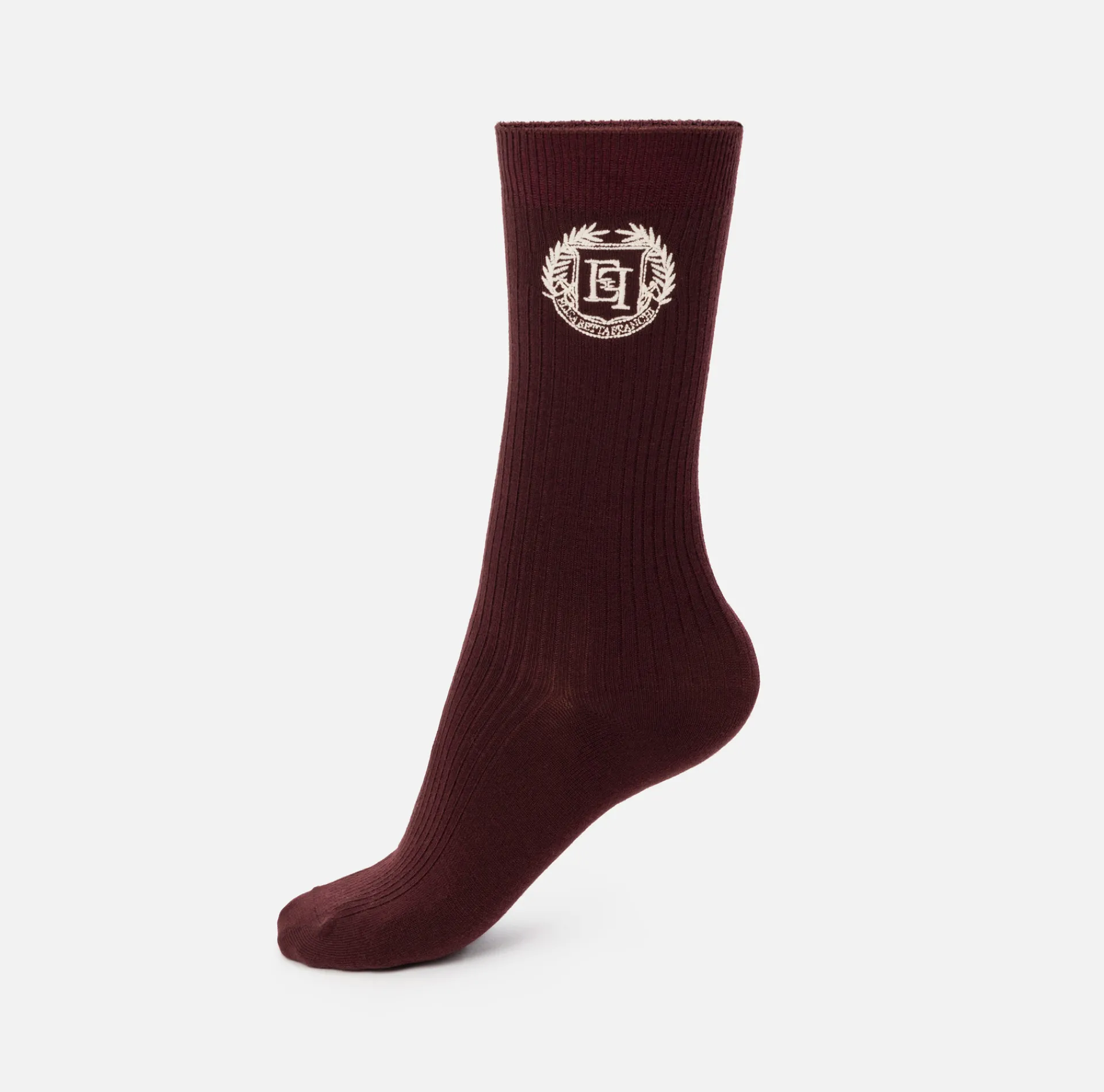 Elisabetta Franchi Stockings And Tights|Cashmere socks with logo embroidery RougeNoir/Butter