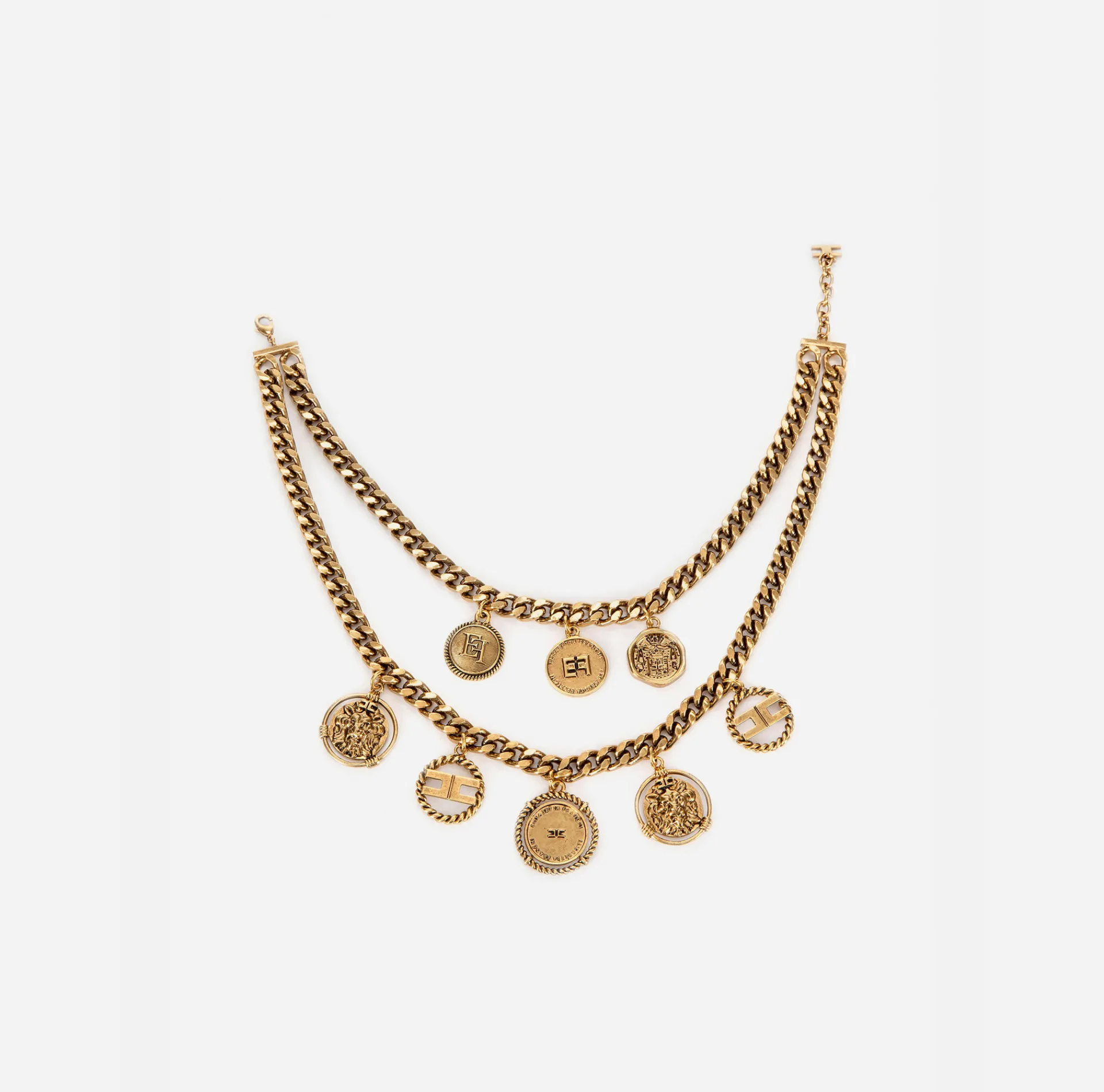 Elisabetta Franchi Jewelry|Choker Necklace With Double Strand Of Chain VintageGold