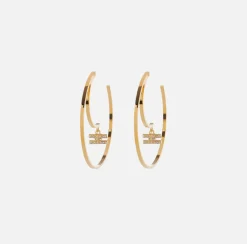 Elisabetta Franchi Jewelry|Circle earrings with logo YellowGold