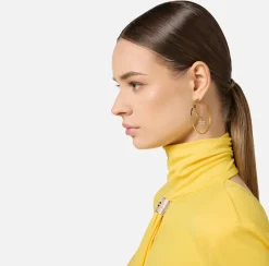 Elisabetta Franchi Jewelry|Circle earrings with logo YellowGold
