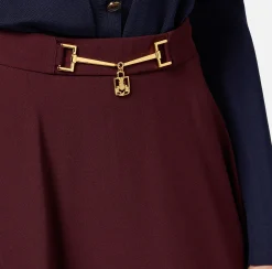Elisabetta Franchi Skirts|Circle miniskirt in crêpe fabric with horsebit RougeNoir/Butter