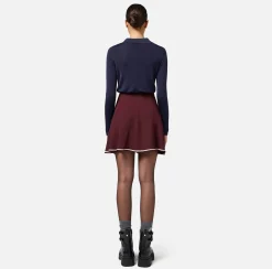 Elisabetta Franchi Skirts|Circle miniskirt in crêpe fabric with horsebit RougeNoir/Butter