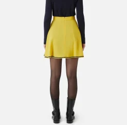 Elisabetta Franchi Skirts|Circle miniskirt in crêpe fabric with horsebit Mimosa/Navy