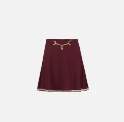 Elisabetta Franchi Skirts|Circle miniskirt in crêpe fabric with horsebit