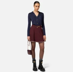 Elisabetta Franchi Skirts|Circle miniskirt in crêpe fabric with horsebit