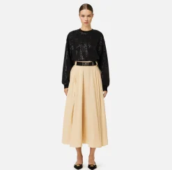 Elisabetta Franchi Skirts|Circle skirt in lightweight technical nylon Cream