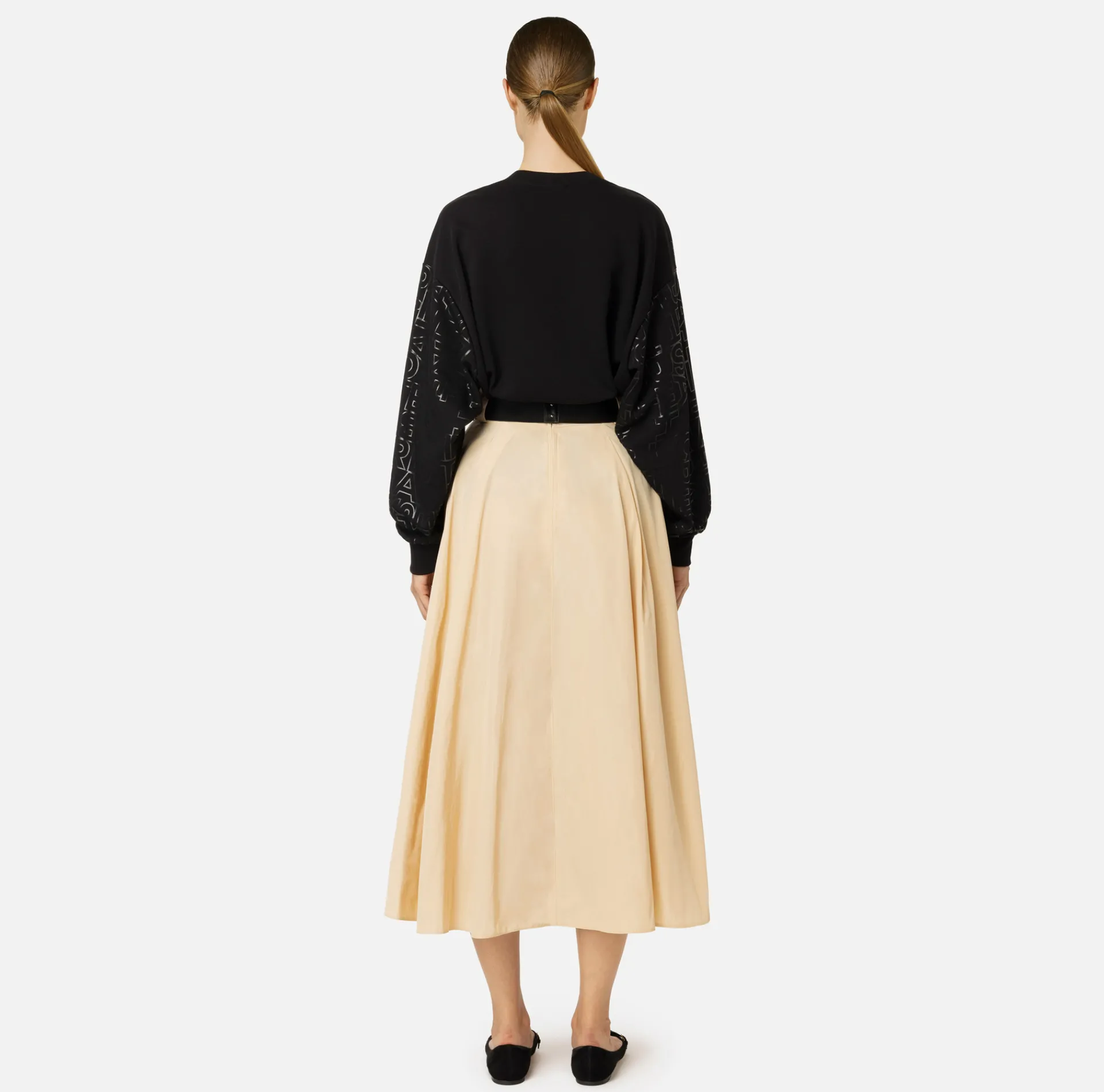 Elisabetta Franchi Skirts|Circle skirt in lightweight technical nylon Cream