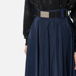 Elisabetta Franchi Skirts|Circle skirt in lightweight technical nylon Navy