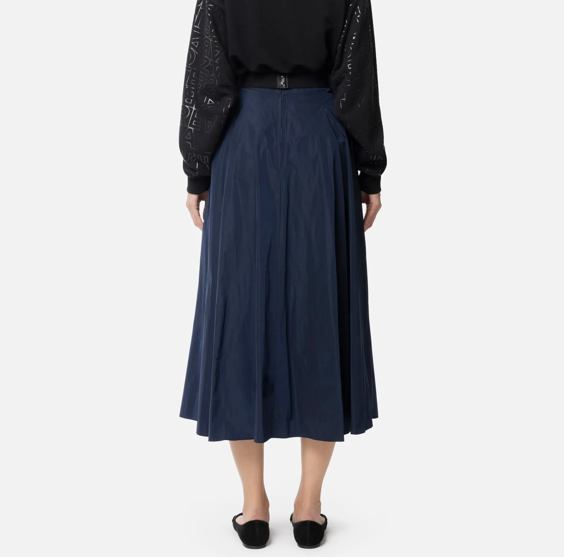 Elisabetta Franchi Skirts|Circle skirt in lightweight technical nylon Navy