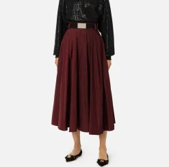 Elisabetta Franchi Skirts|Circle skirt in lightweight technical nylon RougeNoir