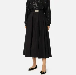 Elisabetta Franchi Skirts|Circle skirt in lightweight technical nylon Black