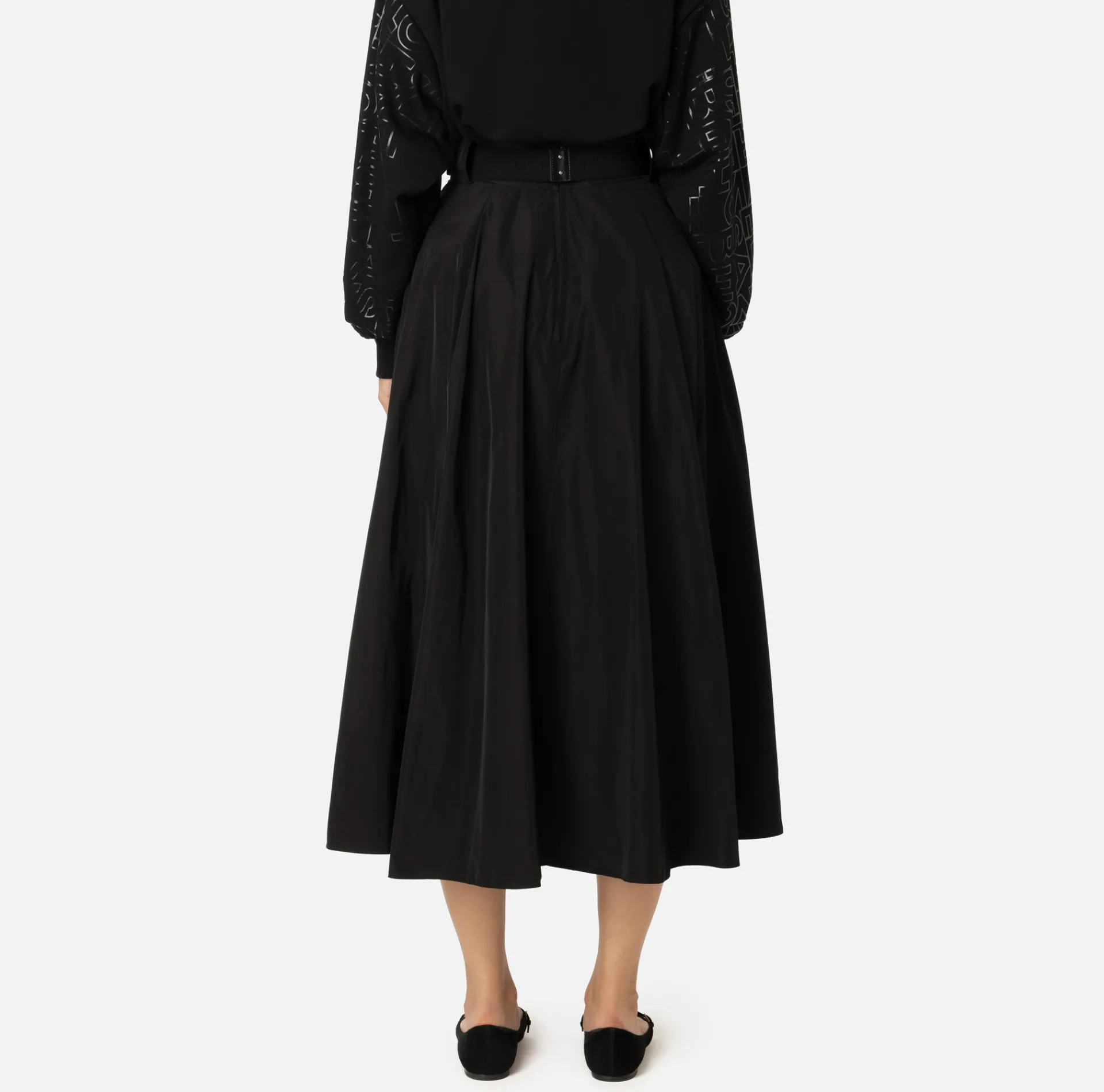 Elisabetta Franchi Skirts|Circle skirt in lightweight technical nylon Black